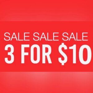 Inventory clear out! Any items listed $10 or less qualify for 3 for $10 bundle.